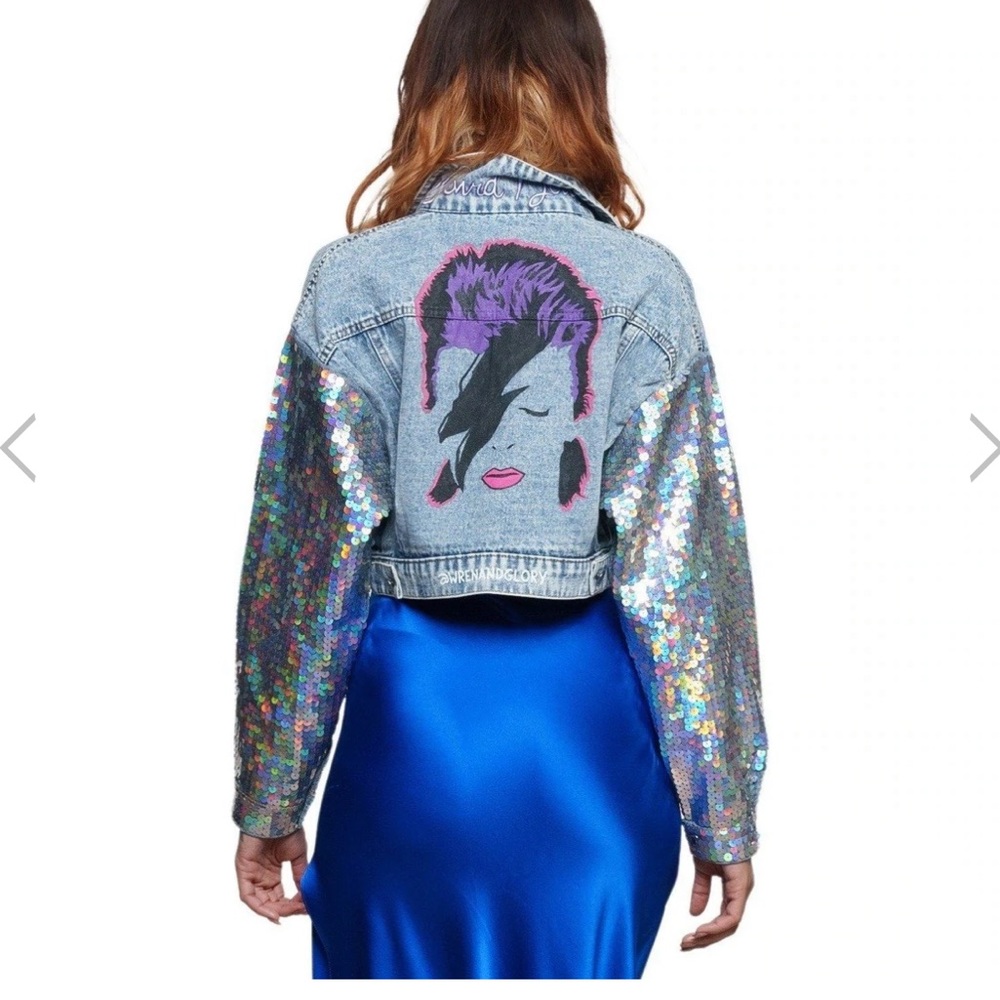 Wren + Glory David Bowie Denim Crop Jacket NWT XS/S